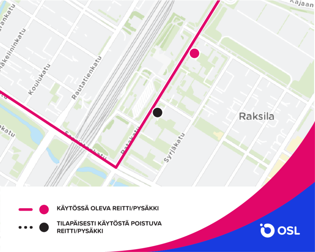 Kartalle piirretty kuva pysäkin uudesta sijainnista.
