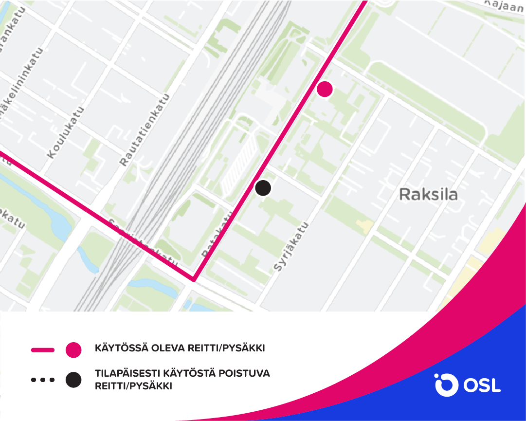 Kartalle piirretty kuva pysäkin uudesta sijainnista.
